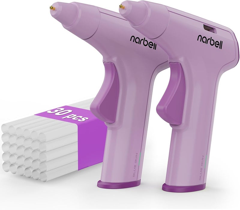 Narbell Cordless Hot Glue Gun Kit with,Less Drip Nozzle,Auto Shut-Off,for School Crafts DIY Arts Project Home Repairs Party Decorations (Pink*2) - Image 1